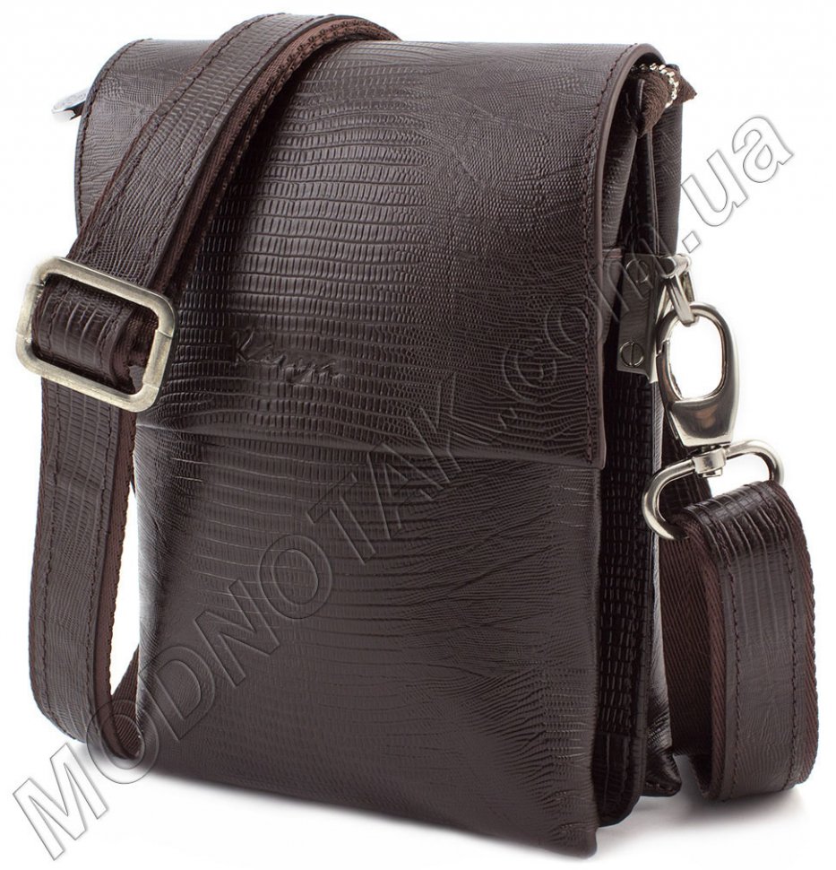 Мужская сумка коричневого цвета с тиснением на коже KARYA (11104)