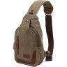 Зеленая текстильная мужская сумка-слинг через плечо Vintage (20386) - 1
