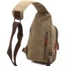 Зеленая текстильная мужская сумка-слинг через плечо Vintage (20386) - 2