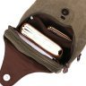 Зеленая текстильная мужская сумка-слинг через плечо Vintage (20386) - 4