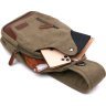 Зеленая текстильная мужская сумка-слинг через плечо Vintage (20386) - 5