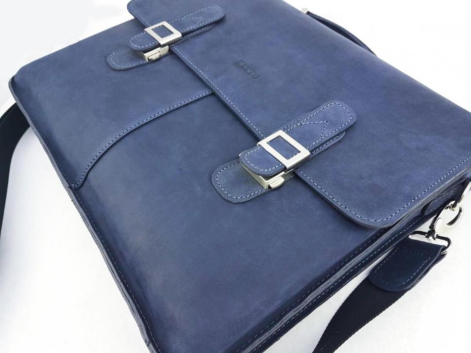 Стильный мужской портфель синего цвета из винтажной кожи VATTO (11728)