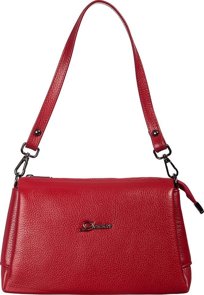 Горизонтальная красная сумка из фактурной кожи на молнии Desisan (3017-4)