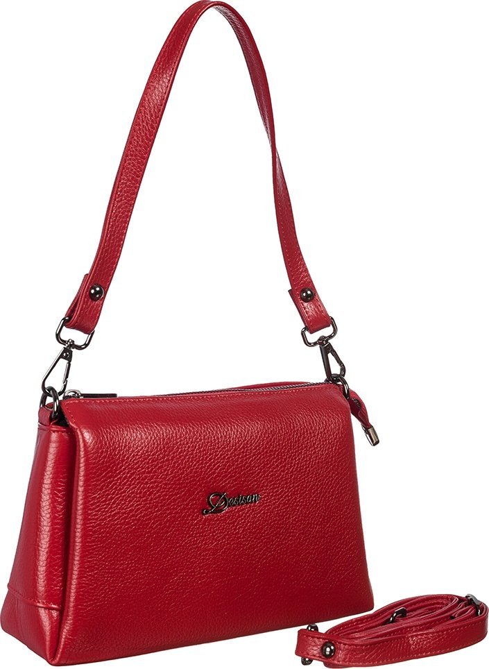 Горизонтальная красная сумка из фактурной кожи на молнии Desisan (3017-4)