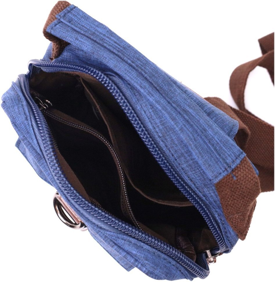 Мужская сумка-слинг из плотного текстиля синего цвета Vintage 2422190