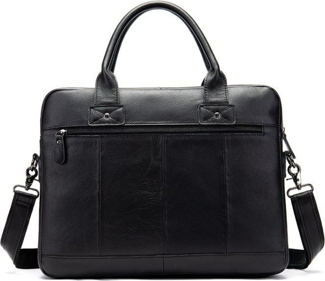 Классическая черная деловая сумка с карманом для ноутбука VINTAGE STYLE (14771)