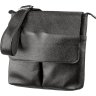 Мужская повседневная сумка из зернистой кожи черного окраса SHVIGEL (11157) - 1