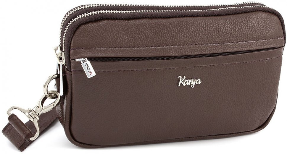Горизонтальная сумка на плечо из натуральной коричневой кожи KARYA (0212-39)