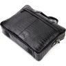 Черная деловая сумка-портфель из натуральной кожи с тиснением под крокодила KARYA (2420873) - 3
