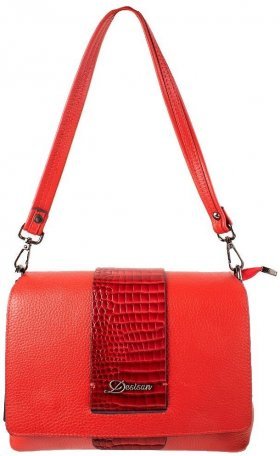 Красная женская сумка из натуральной кожи с вставками под рептилию Desisan (19154) - 2
