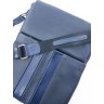 Сумка планшет кожаная синего цвета с плечевым ремнем и ручкой VATTO (11829) - 4