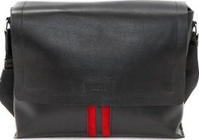 Наплечный кожаный мессенджер с вертикальными красными вставками VATTO (12028)