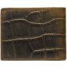 Горизонтальное мужское портмоне коричневого цвета из натуральной кожи под крокодила Vintage (2420042) - 4