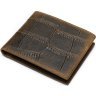 Горизонтальное мужское портмоне коричневого цвета из натуральной кожи под крокодила Vintage (2420042) - 9