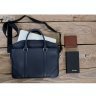 Деловая мужская сумка для ноутбука из натуральной кожи в темно-синем цвете Issa Hara (21190) - 5