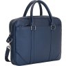 Деловая мужская сумка для ноутбука из натуральной кожи в темно-синем цвете Issa Hara (21190) - 4