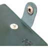 Практичное кожаное мужское портмоне зеленого цвета с хлястиком на кнопке Shvigel (2416504) - 3