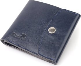 Удобное мужское портмоне из натуральной кожи синего цвета Shvigel (2416622)