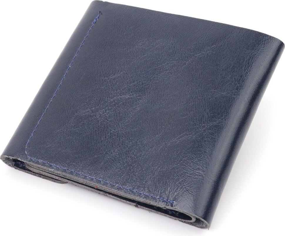 Удобное мужское портмоне из натуральной кожи синего цвета Shvigel (2416622)