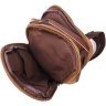 Вертикальная мужская сумка-слинг из коричневого текстиля Vintage 2422191 - 5