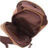Вертикальная мужская сумка-слинг из коричневого текстиля Vintage 2422191 - 7