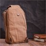 Вертикальная мужская сумка-слинг из коричневого текстиля Vintage 2422191 - 9