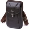 Темно-коричневая мужская кожаная сумка на пояс на одну молнию Vintage (20483) - 1