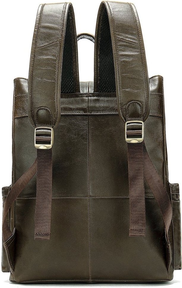 Стильный мужской рюкзак коричневого цвета с клапаном VINTAGE STYLE (14668)
