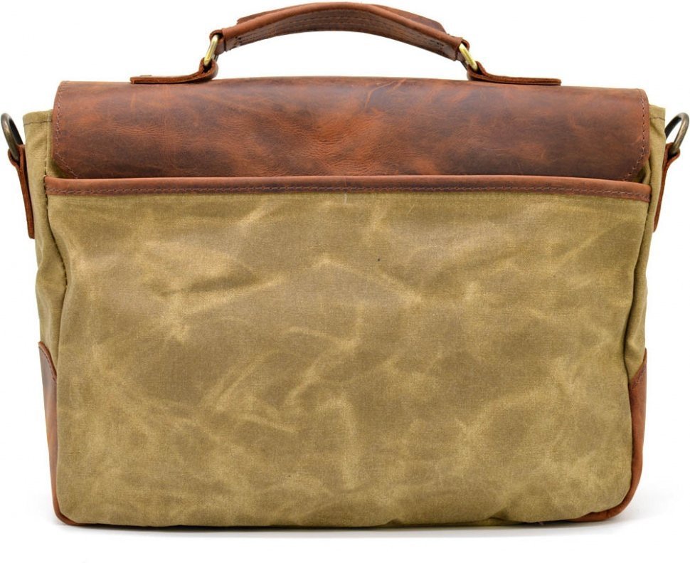 Мужская сумка-портфель водостойкой ткани с кожаным клапаном TARWA (19676)