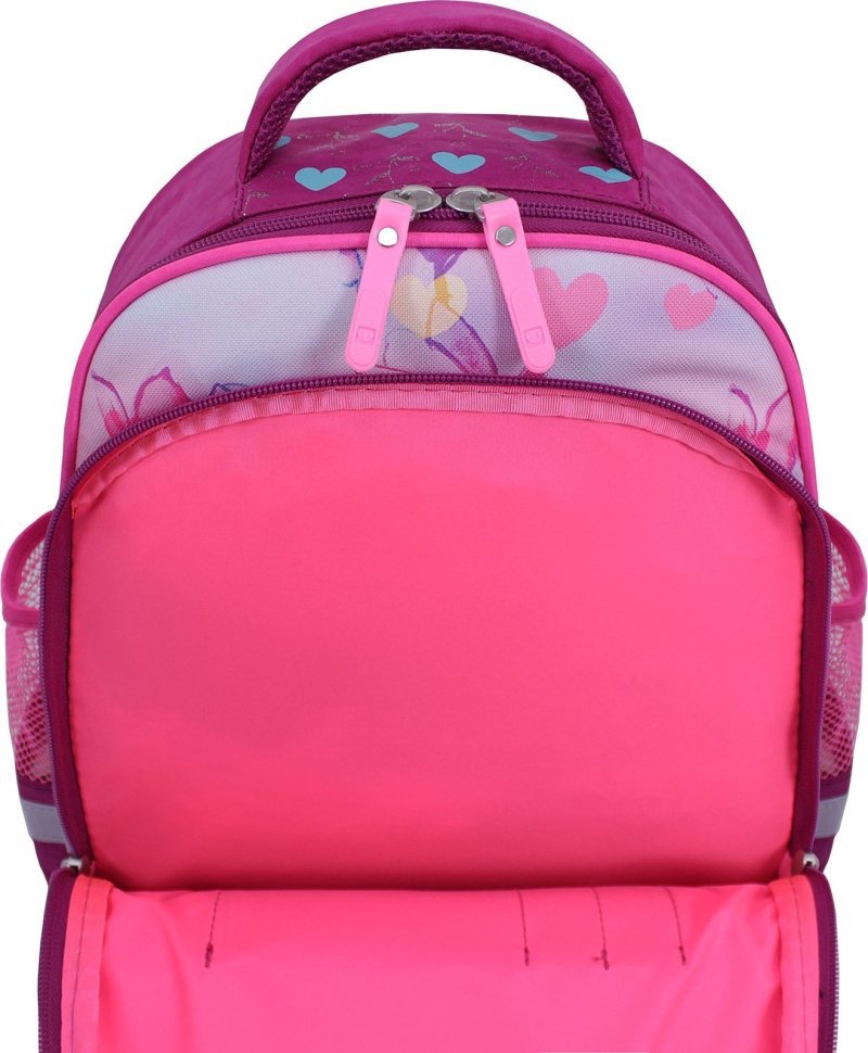 Малиновый школьный рюкзак для девочек с совами Bagland (53688)