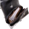 Черная мужская сумка-слинг через плечо из фактурной кожи Vintage (20403)  - 3