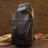 Черная мужская сумка-слинг через плечо из фактурной кожи Vintage (20403)  - 5