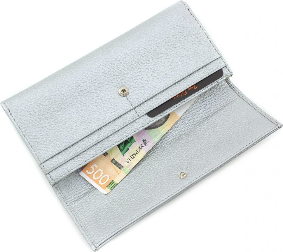 Кожаный кошелек в нежно-сером цвете с монетницей Tony Bellucci (10827)