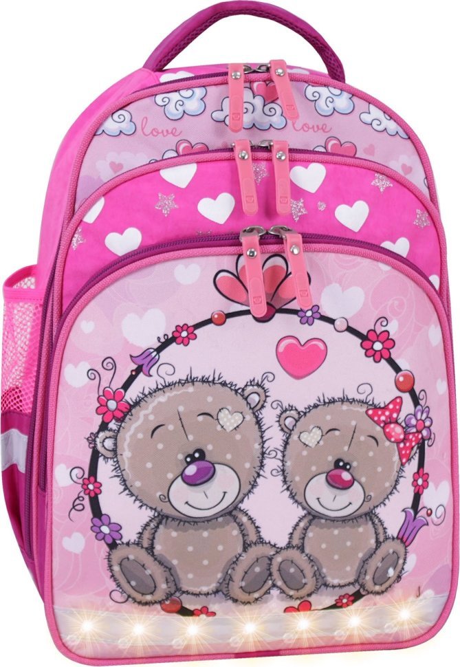 Школьный рюкзак для девочек в малиновом цвете с принтом Bagland (55388)
