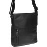 Мужская черная сумка на плечо среднего размера из натуральной кожи Borsa Leather (21324) - 4