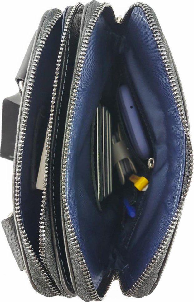 Кожаная мужская сумка на плечо синего цвета VATTO (12129)