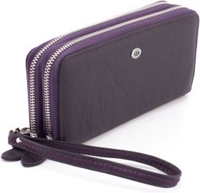 Фиолетовый женский кошелек из натуральной кожи на две молнии ST Leather 1767388
