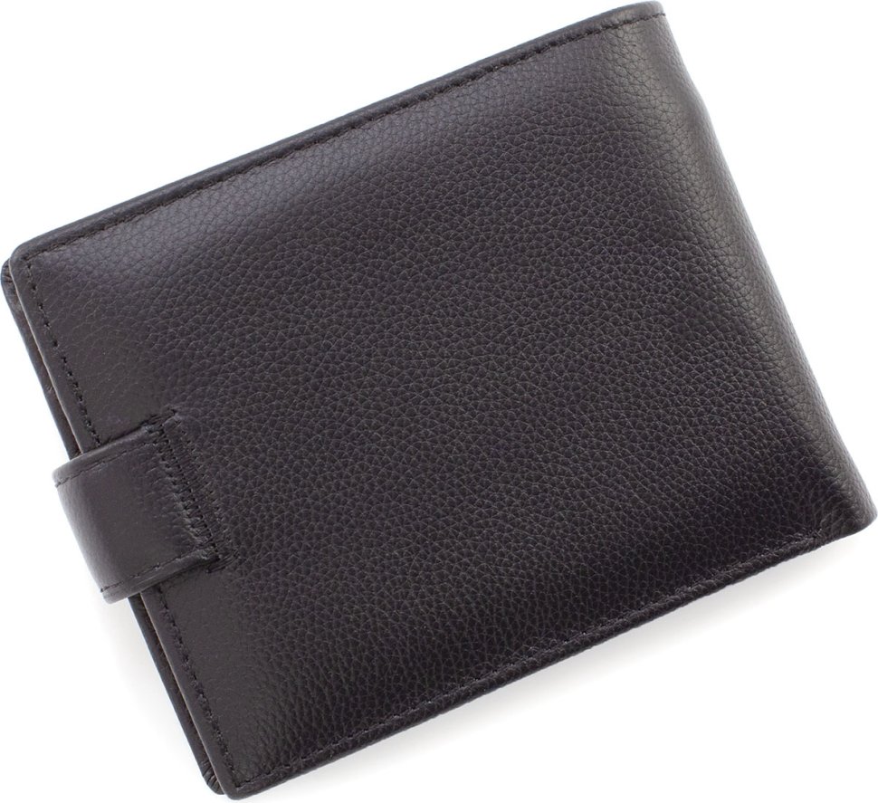 Мужское практичное портмоне из натуральной кожи черного цвета ﻿H-Leather Accessories (21535)