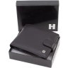 Мужское практичное портмоне из натуральной кожи черного цвета ﻿H-Leather Accessories (21535) - 6