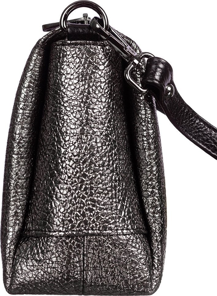 Кожаная сумка серебристого цвета на плечо Desisan (3017-669)