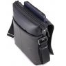 Черно-серая мужская вертикальная сумка из натуральной кожи на плечо Tom Stone (10977) - 3