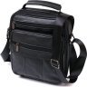 Мужская стильная сумка-барсетка из натуральной кожи флотар черного цвета Vintage (20449) - 1
