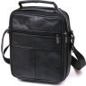 Мужская стильная сумка-барсетка из натуральной кожи флотар черного цвета Vintage (20449) - 2