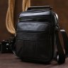 Мужская стильная сумка-барсетка из натуральной кожи флотар черного цвета Vintage (20449) - 7