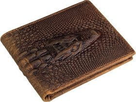 Коричневый мужской кошелек с фактурой под крокодила без застежки Vintage (14380)
