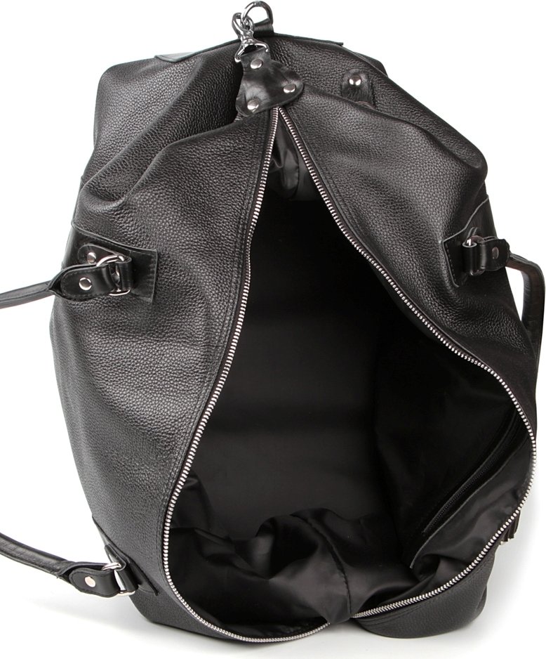 Черная большая дорожная сумка из натуральной кожи флотар SHVIGEL (00881)