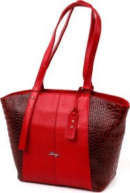 Просторная женская кожаная сумка красного цвета с ручками KARYA (2420875)