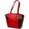 Просторная женская кожаная сумка красного цвета с ручками KARYA (2420875) - 1