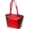 Просторная женская кожаная сумка красного цвета с ручками KARYA (2420875) - 2