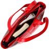 Просторная женская кожаная сумка красного цвета с ручками KARYA (2420875) - 5